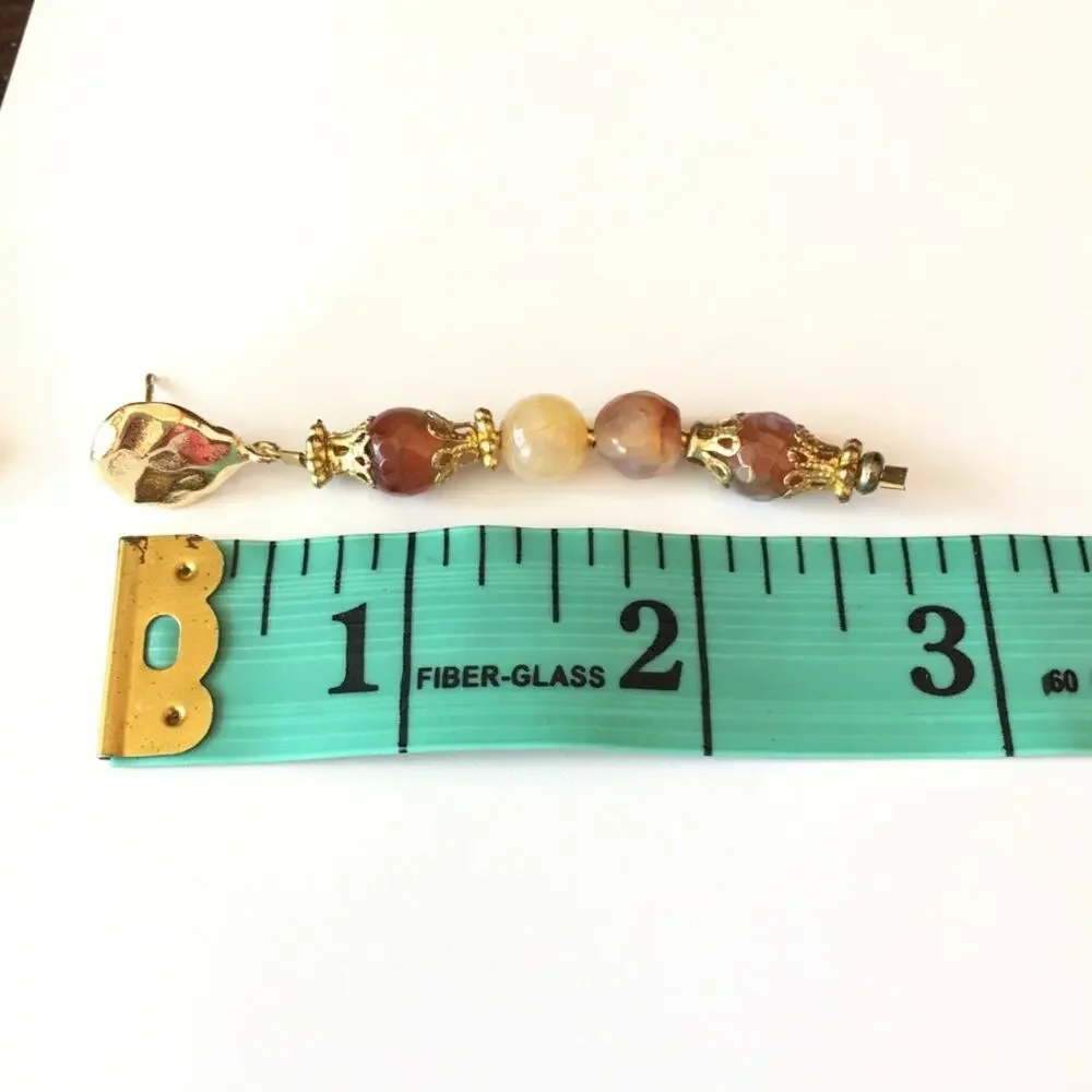 Artisan gold tone natural semi-prescious stone post earrings